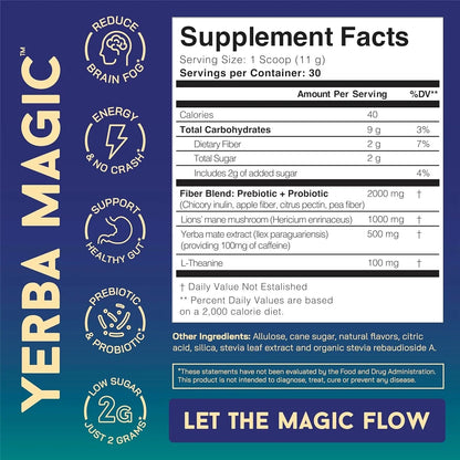 , 3-In-1 Super Drink, Yerba Magic Peach Mango 30 Servings